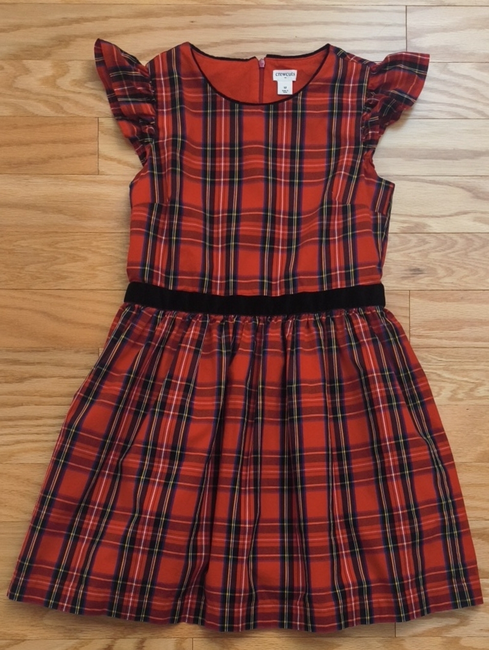 Crewcuts Flutter Sleeve Tartan Dress Size 8 EUC